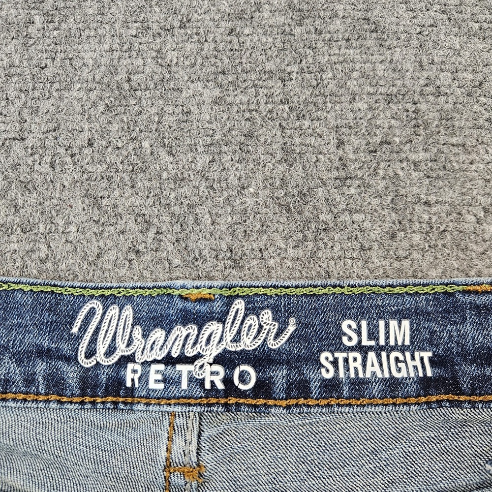 Wrangler Retro Slim Straight Jeans Mens 32x32 Medium Wash Denim 1088MWZPD - Picture 3 of 11